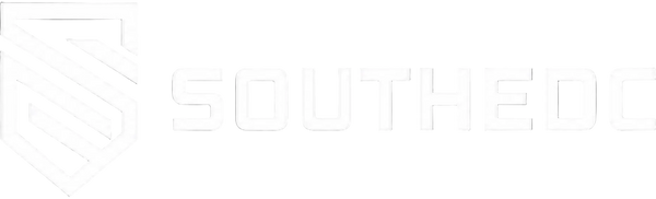 White 'SOUTHEDC' logo on a black background